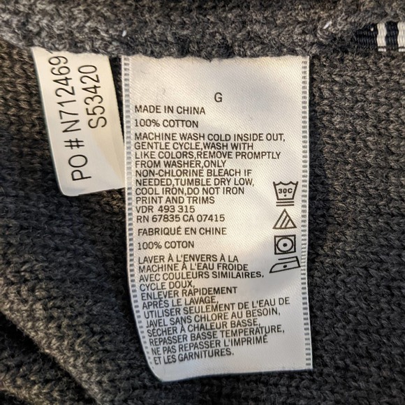 Nautica Men's Gray Cable Knit Pullover V-Neck Collard Cotton Sweater Size L NWT - Picture 5 of 6